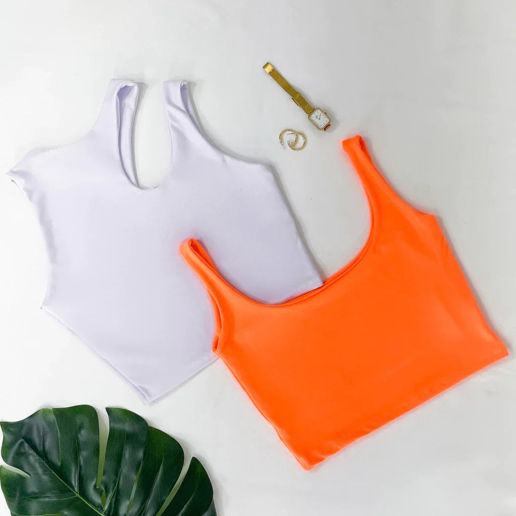 Kit 2 Cropped Feminino Top Alcinha Suplex Moda Gringa Verão Várias Cores