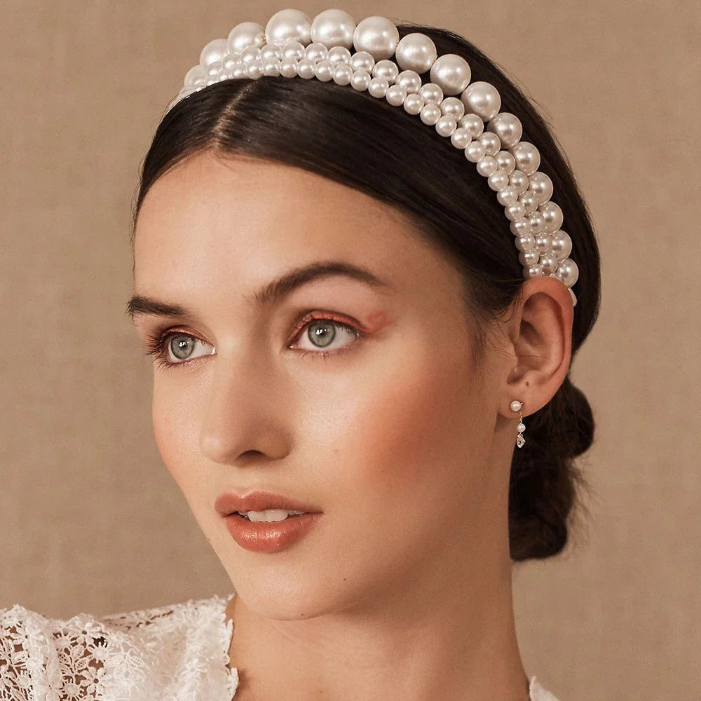 5 Tiaras Delicada Pérola Pedraria Arco Cabelo Feminina Luxo