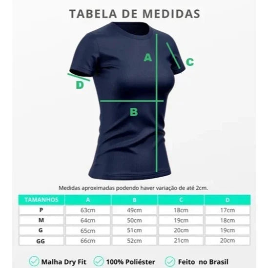 Kit 3 Camisetas Femininas Dry Fit Poliéster Premium Academia Treino Corrida Proteção UV 50+