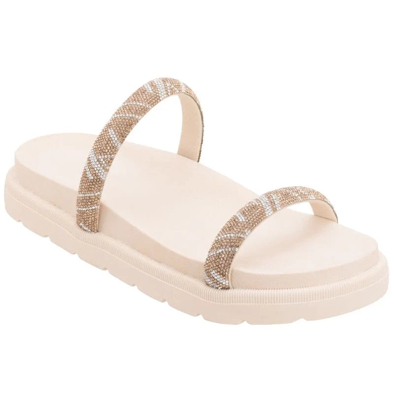 Sandalia feminina Papete Birken Super confortável plataforma tiras de brilho Strass Luxo leve antiderrapante macia