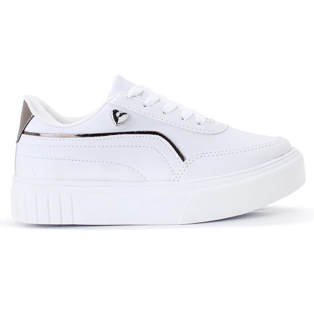 Tênis Feminino Sola Alta Coração Casual Tendência Moda Estilo
