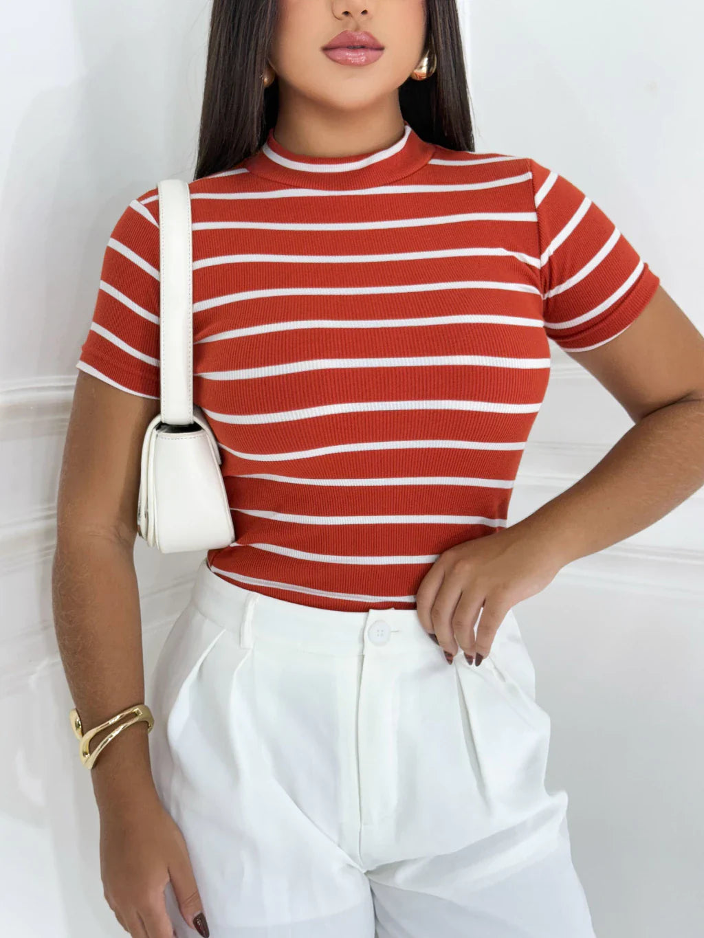 CAMISETA BLUSA LISTRADA MODA 2025 TENDENCIA VERÃO 2025 CANELADO PREMIUM