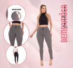 Calça Skinny Com Cinto Malha Crepe Cintura Alta do P ao G3