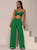 Conjunto Calça e Cropped Pantalona - Bemfamosa