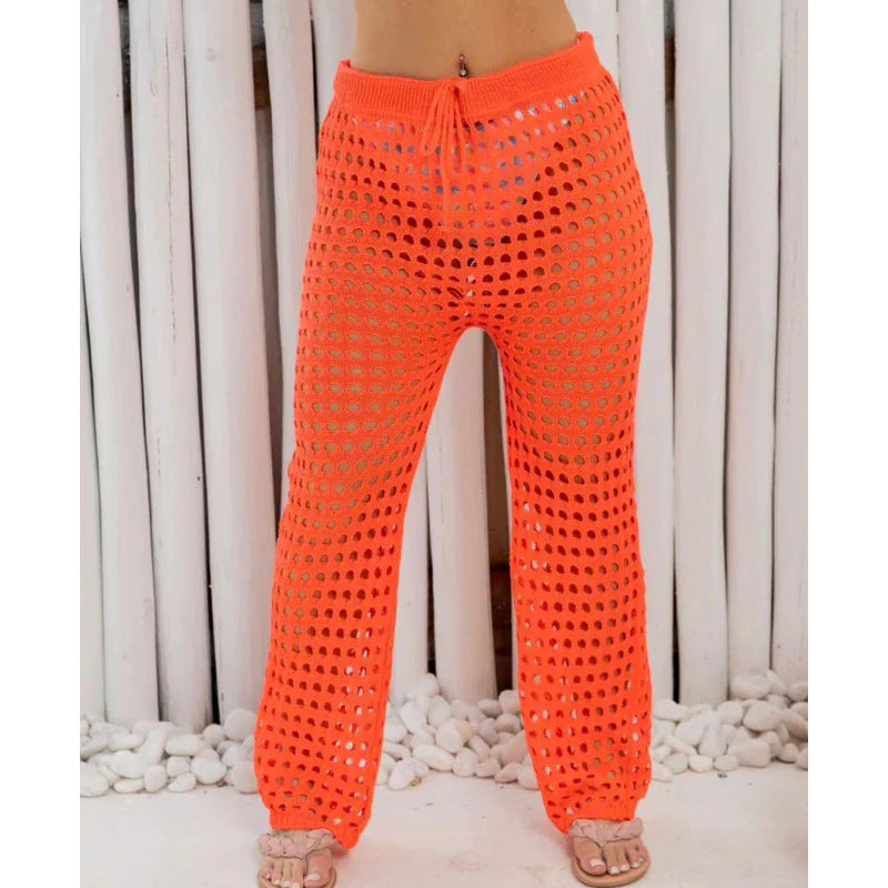 Calça saída de praia biquíni furadinha moda feminina blogueira verão