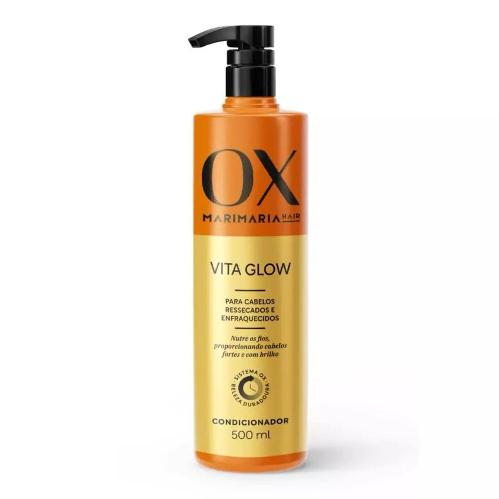 OX Vita Glow Mari Maria - Kit completo ( Sh + Cond 500ml, Máscara de Tratamento 190gr + Sérum Reconstrutor 110ml ) - Envio
