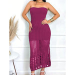 vestido furado tricot modal faixa