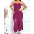 vestido furado tricot modal faixa