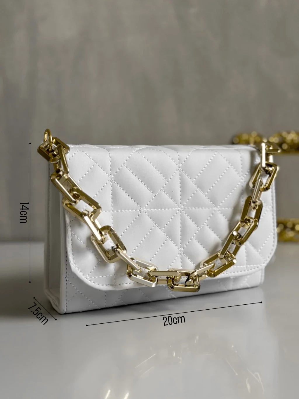 Bolsa Feminina Luxo Alça Corrente de Mão e Transversal