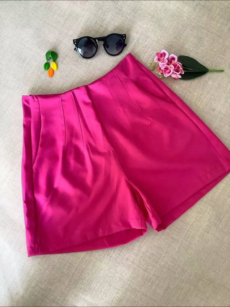 Short Alfaiataria Feminino Com Zíper Na Lateral