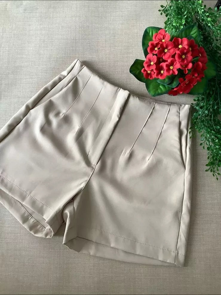 Short Alfaiataria Feminino Com Zíper Na Lateral