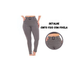 Calça Skinny Com Cinto Malha Crepe Cintura Alta do P ao G3