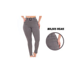 Calça Skinny Com Cinto Malha Crepe Cintura Alta do P ao G3