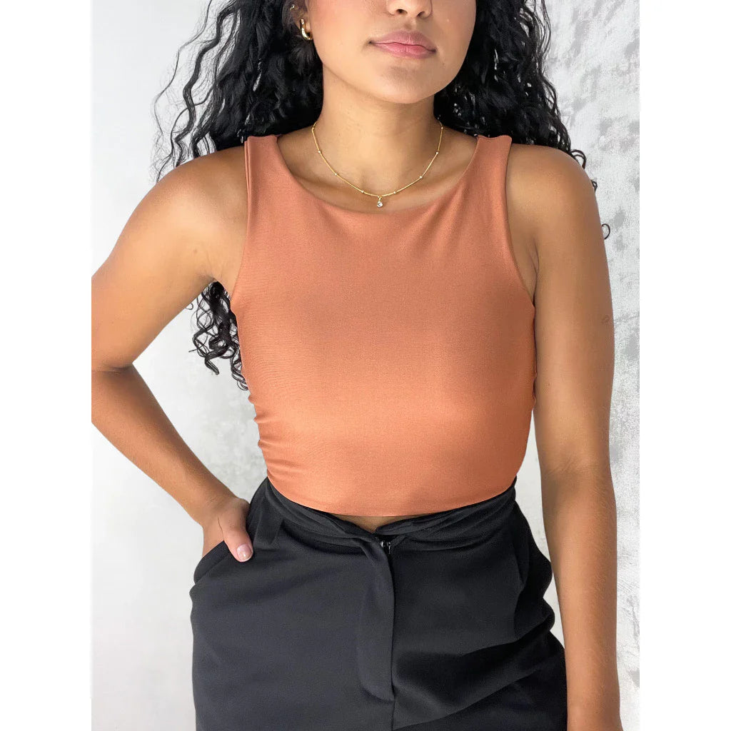 Kit 3 Cropped Feminino Top Regata Liso Básico Suplex Forro Duplo