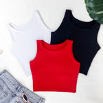 Kit 3 Cropped Feminino Top Regata Liso Básico Suplex Forro Duplo