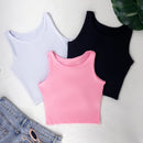 Kit 3 Cropped Feminino Top Regata Liso Básico Suplex Forro Duplo