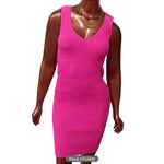 Vestido Tricot Canelado Moda decote v tubinho midi regata