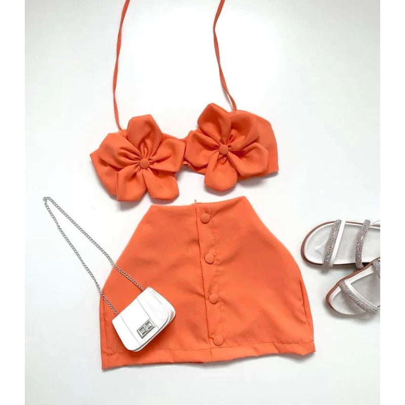 Conjunto Floral cropped mais saia Paty Nordestina