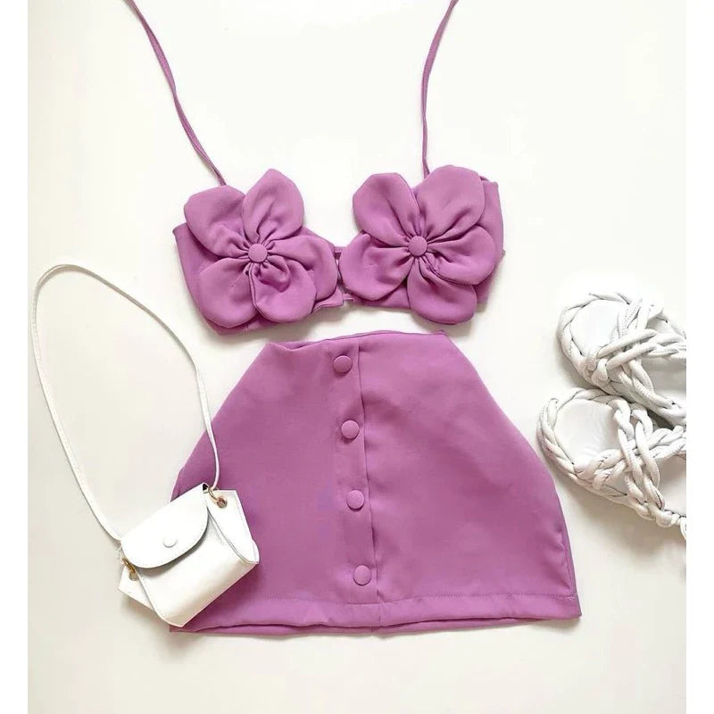 Conjunto Floral cropped mais saia Paty Nordestina