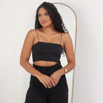 Kit 3 Cropped Feminino Top Faixa Alças Elásticos Finas Forro Duplo Suplex