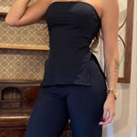 Conjunto Feminino lançamento Calça e Cropped Tomara Que Caia