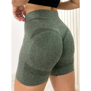 kit 2 Short Esportiva Academia Yoga Feminina Cintura Alta Elástica Secagem Rápida
