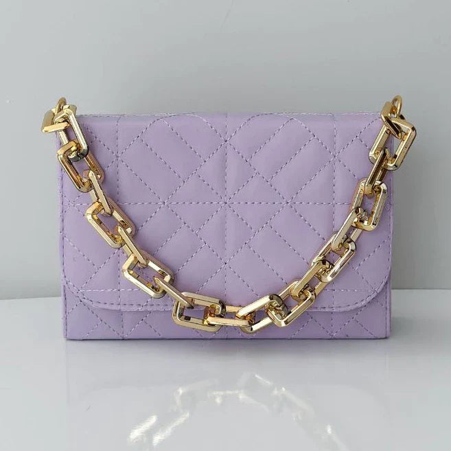 Bolsa Feminina Luxo Alça Corrente de Mão e Transversal
