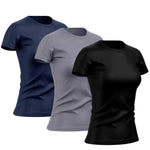 Kit 3 Camisetas Femininas Dry Fit Poliéster Premium Academia Treino Corrida Proteção UV 50+