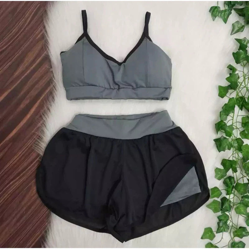 Conjunto combo duas peças Top e Short Fitness Para Academia Treino dryfit com forro para o dia a dia