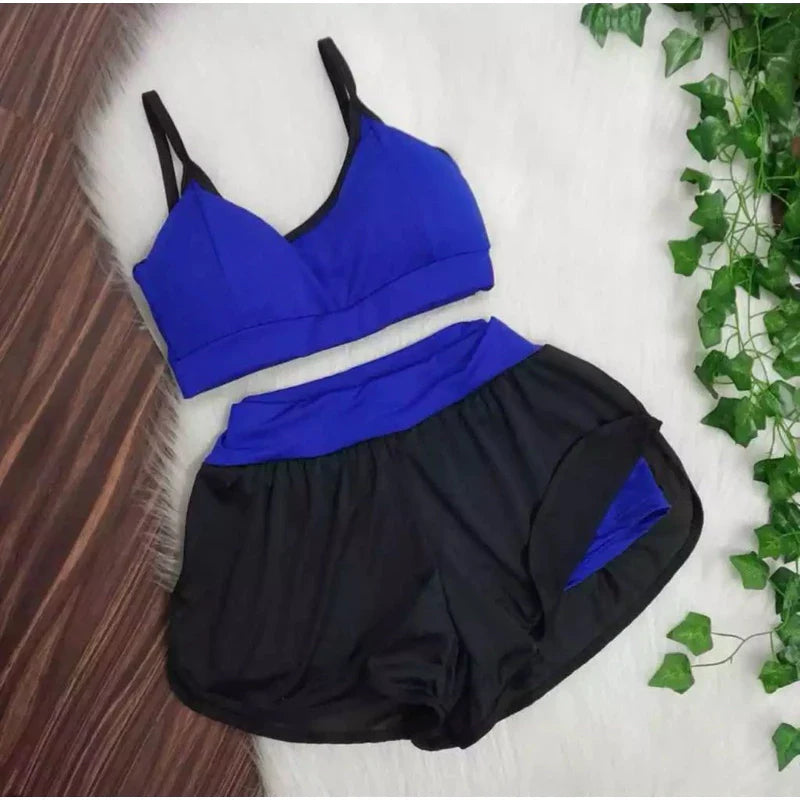 Conjunto combo duas peças Top e Short Fitness Para Academia Treino dryfit com forro para o dia a dia