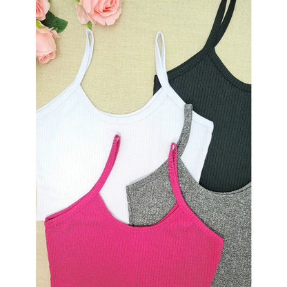 KIT4 TOP FEMININO De Alcinha Canelado- Várias Cores