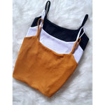 Kit 3 Cropped Alça Fina Forrado Top Alcinha Feminino Canelado