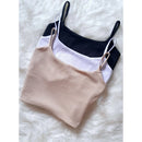Kit 3 Cropped Alça Fina Forrado Top Alcinha Feminino Canelado