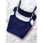 Kit 3 Cropped Alça Fina Forrado Top Alcinha Feminino Canelado