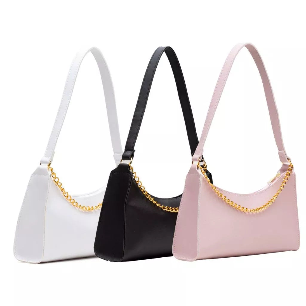 KIT BOLSAS FEMININAS 3 BAGUETES LISAS PEQUENAS CORRENTES DE OMBRO E DE MÃO PEQUENAS MEIA LUA CORES!!