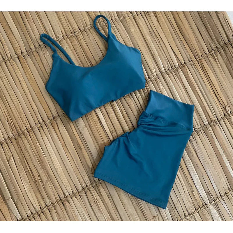 conjunto fitness de short academia empina bumbum zero transparência tecido premium