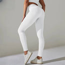 Calça Legging Canelada de Cintura Alta Sem Costura para Academia Feminina, Elástica e Fitness
