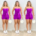 Conjunto alfaiataria short e Croped com cinto e botões