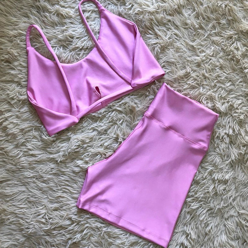 conjunto short fitness de academia zero transparência SEM empina bumbum