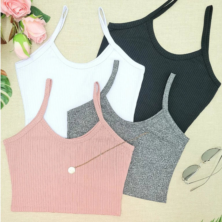 KIT4 TOP FEMININO De Alcinha Canelado- Várias Cores