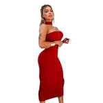 Vestido Longo Feminino com Gola Canelado Ribana Premium Moda Gringa Tubinho Blogueirinha