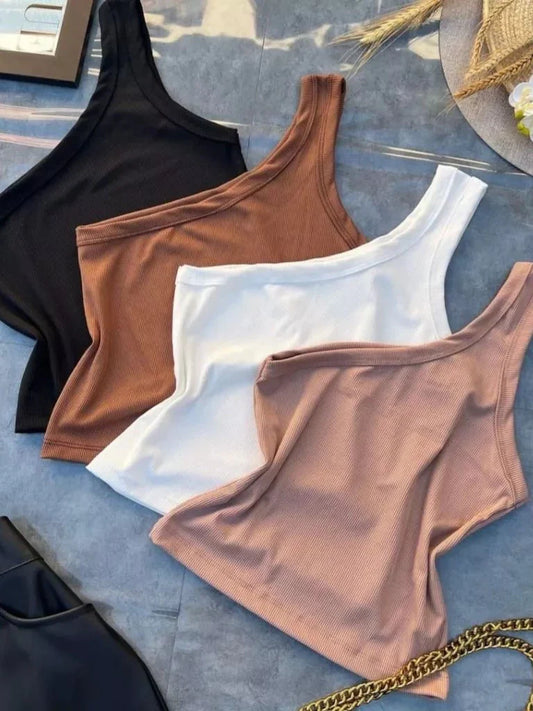 Kit 2 Blusas Feminina Nula Manga Ribana Canelada Algodão Mula Manca Ombro Só Básica Social Elegante