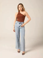 Kit 2 Blusas Feminina Nula Manga Ribana Canelada Algodão Mula Manca Ombro Só Básica Social Elegante