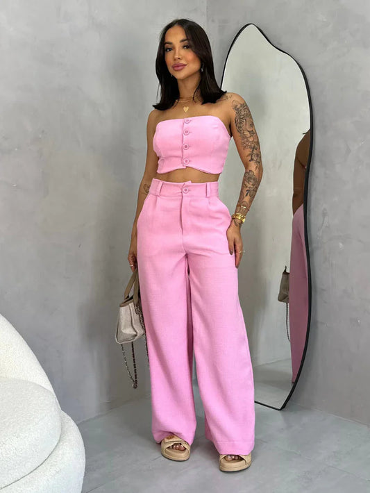 Conjunto Top e Calça em Linhão Candy Colors