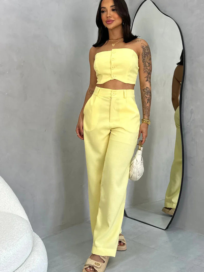 Conjunto Top e Calça em Linhão Candy Colors