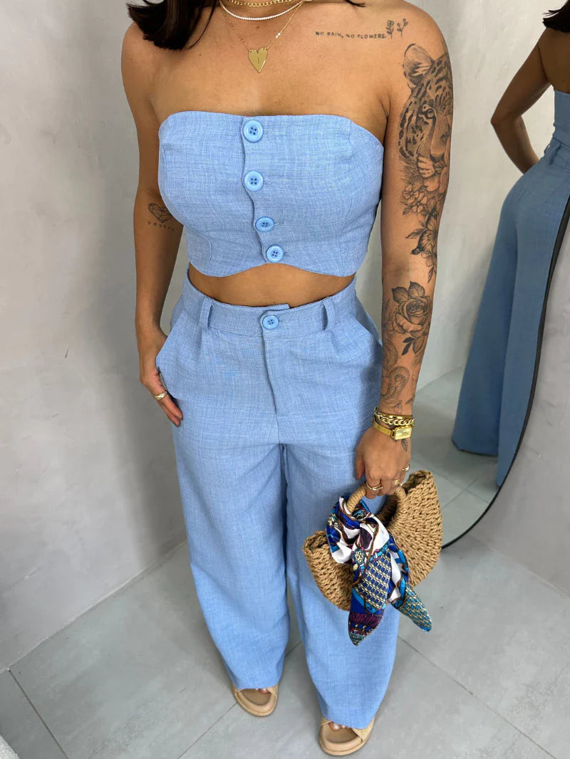 Conjunto Top e Calça em Linhão Candy Colors