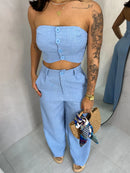 Conjunto Top e Calça em Linhão Candy Colors