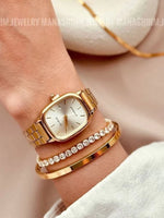 Kit Conjunto Relógio Feminino Dourado com Bracelete Pulseira Brincos e Colar Acessórios Moda relogio
