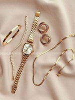 Kit Conjunto Relógio Feminino Dourado com Bracelete Pulseira Brincos e Colar Acessórios Moda relogio