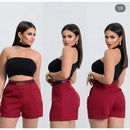 Short Feminino Alfaiataria com Cinto Social cintura alta